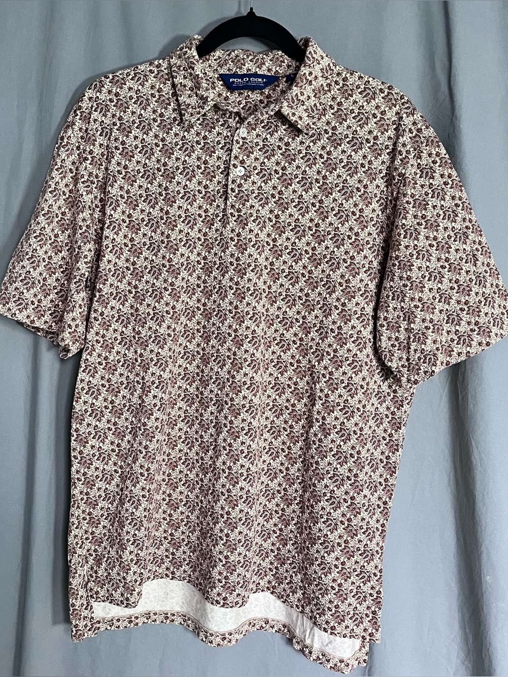 Polo Golf Ralph Lauren Floral Paisley Polo Shirt Men's Large Pima Cotton Browns